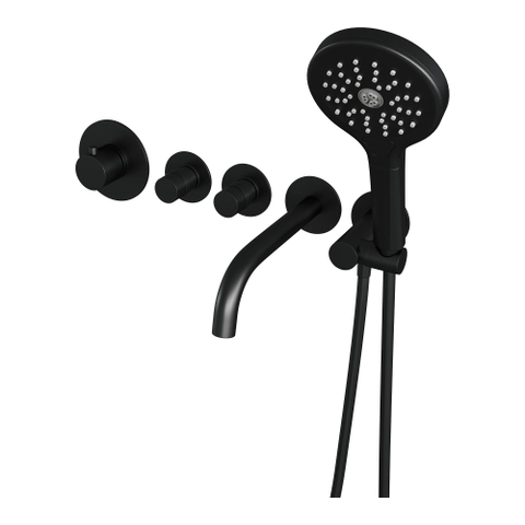 Brauer Black Edition Robinet baignoire thermostatique encastrable avec bec et douchette 3 jets noir mat SW238177