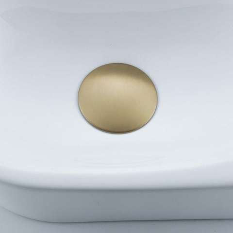 Fugaflow Efficiente Pietra Ensemble lavabo pour WC - 40x21.5x12cm - droite - lisse - semi‑rond - 1 trou de robinet - céramique - robinet de lave-mains laiton brossé - bonde - siphon réduit - blanc brillant SW1442351