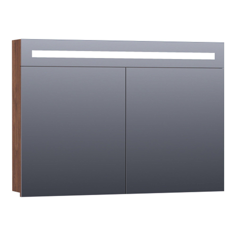 BRAUER Promise armoire de toilette - 100x70x15cm -- avec éclairage direct - 2 portes miroir unilatérales - Forêt Cacao SW371607
