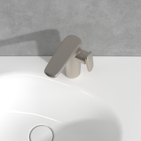 Villeroy & Boch Antao 1 greeps wastafelkraan - 173mm - met push open afvoergarnituur - Brushed Nickel (rvs) SW974163