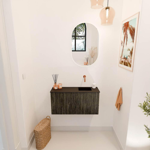 Mondiaz JOYA 80cm meuble de toilette - couleur Shadow - Lavabo FAYE position Droite Sans trou de robinet couleur Urban SW1421496