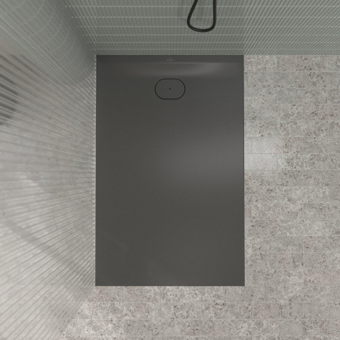 Villeroy & Boch Ecora douchebak - 140x90x3.5cm - afvoer korte zijde - anthracite (antraciet) SW1558901
