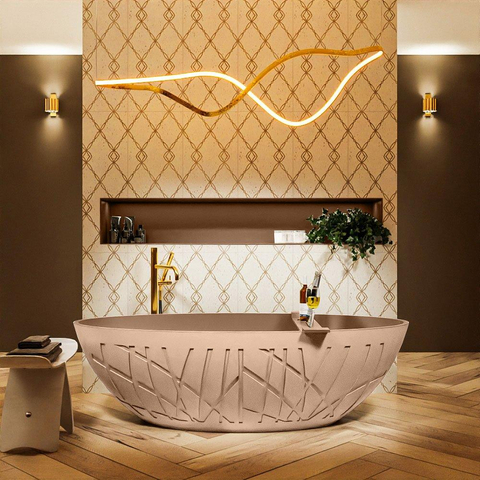 MONDIAZ ROCK Baignoire îlot - 170x70cm - couleur Plata / Talc SW1015106