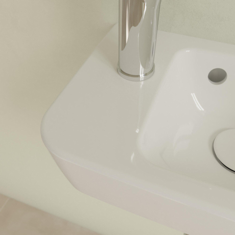 Villeroy & Boch O.novo fontein - 1 kraangat links - met overloop - 36x25cm - White Alpine (glans wit) SW445848