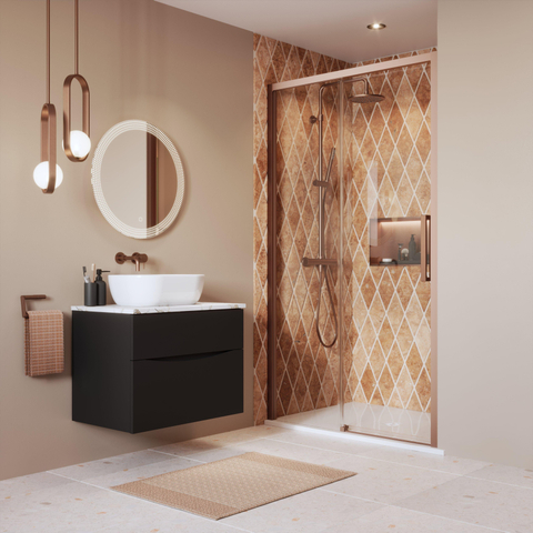 Crosswater Asura Porte coulissante - 8mm - 140cm - bronze brossé SW1208457