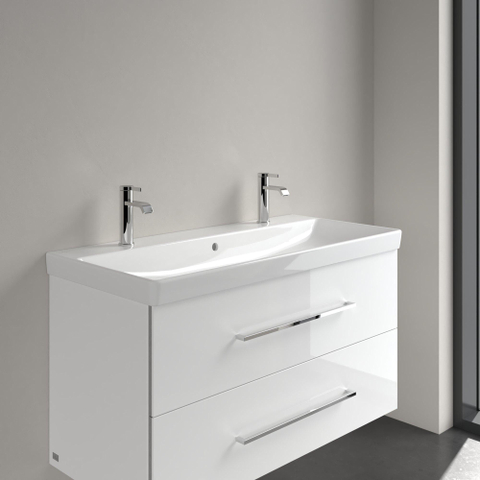 Villeroy & Boch Avento meubelwastafel - 100x47cm - 2 kraangaten - met overloop - White Alpine (glans wit) SW59853