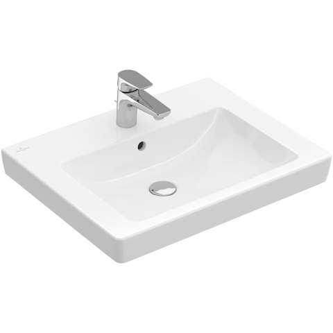 Villeroy & Boch Subway 2.0 wastafel - 60x47cm - 1 kraangat - met overloop CeramicPlus - White Alpine (glans wit) 1024080