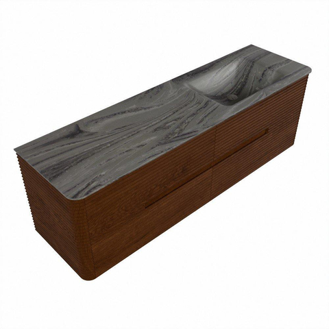 Mondiaz CIRO-DLUX Meuble de salle de bains - 160x45x50cm - Plan vasque solid surface Sombra - 1 vasque à droite - 1 trou de robinet - 4 tiroirs - Ruby SW1531972
