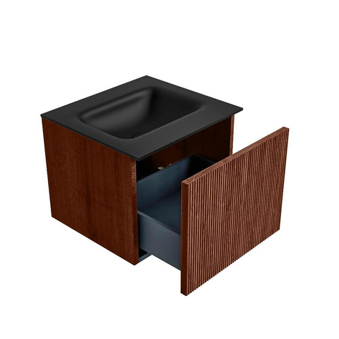 Mondiaz KURVE Ensemble de meuble de salle de bain - 50x46x40cm - 1 tiroir - lavabo solid surface - central - sans trou de robinet - Ruby SW1415394