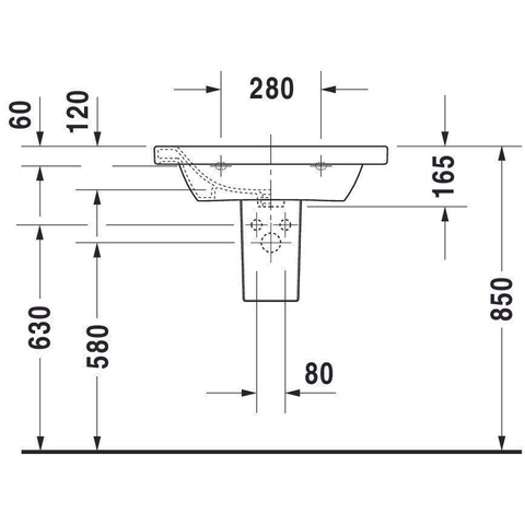 Duravit Durastyle Meubelwastafel - met overloop - met 1 kraangat - 65x48cm - wit SW54141