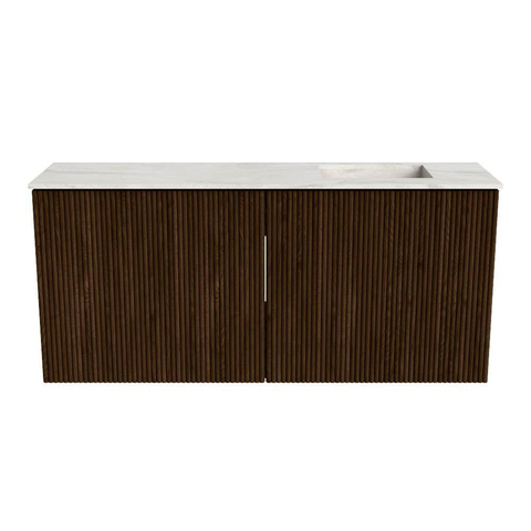 Mondiaz JOYA-DLUX 90cm toiletmeubel - kleur Walnut - Wastafel FAYE positie Rechts Zonder kraangat kleur Ostra. SW1422613