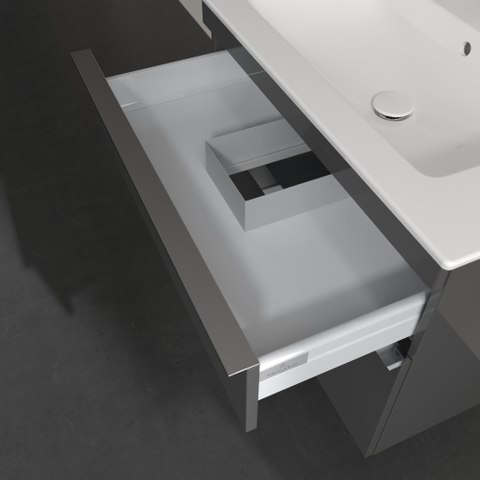 Villeroy & Boch venticello wastafelonderkast - 75.3x59cm 2x lade - glans grijs GA52688
