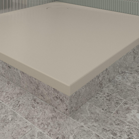 Villeroy & Boch Ecora douchebak - 100x100x3.5cm - hoekafvoer - almond (beige) SW1558931
