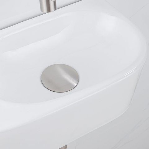 QeramiQ Fuente fonteinset – halfrond – 40x21.5x12 cm – keramiek wit glans – kraan geborsteld RVS SW1233098