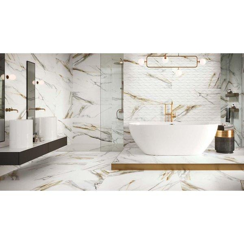 ÉCHANTILLON Ceralto Velario Polished Carrelage mural 32x100cm 9.7mm rectifié Blanc SW912188