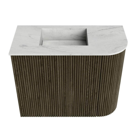 Mondiaz JOYA-DLUX 51.6cm toiletmeubel - ronding rechts kleur Shadow - Wastafel FAYE positie Links 1 kraangat kleur Opalo. SW1422918
