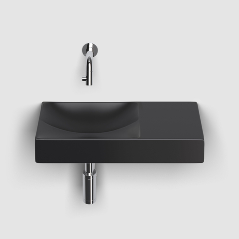 Clou Vale céramique lave-mains 45x19x7cm pré-percé trou de robinet à droite Noir mat SW451475
