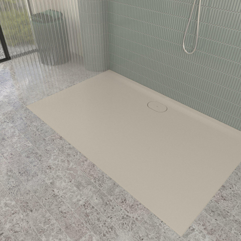 Villeroy & Boch Ecora douchebak - 160x100x3.5cm - afvoer lange zijde - almond (beige) SW1558965