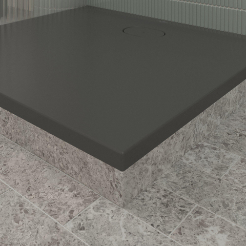 Villeroy & Boch Ecora douchebak - 100x90x3.5cm - afvoer lange zijde - anthracite (antraciet) SW1558970