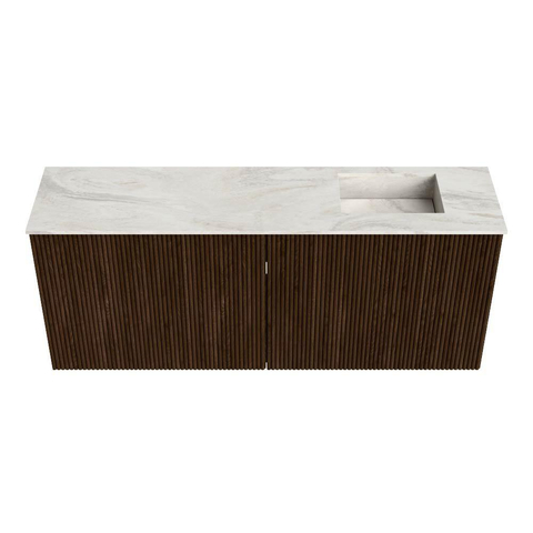Mondiaz JOYA-DLUX 100cm toiletmeubel - kleur Walnut - Wastafel FAYE positie Rechts Zonder kraangat kleur Ostra. SW1422621