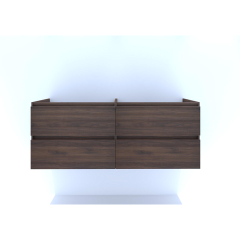 H&R Badmeubelen Infinity wastafelkast met 3D-front - 4 laden - greeploos met greeplijst in kleur meubel - 140 x 55 x 45 cm - dark oak SW911100