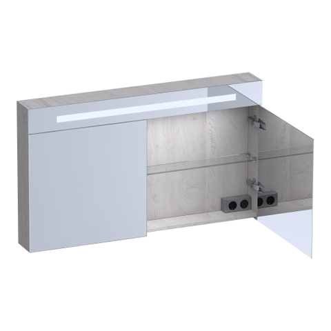 BRAUER Promise Deluxe armoire de toilette - 120x70x15cm - avec éclairage - 2 portes miroir double face - Forest Seashell SW1203624