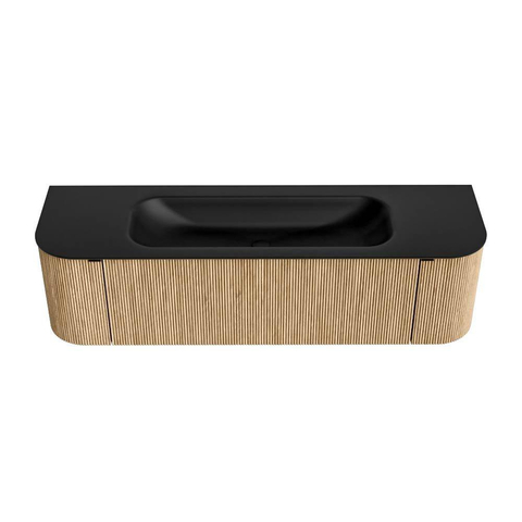 MONDIAZ KURVE Meuble de salle de bains 160 cm avec module 25 Len R couleur Chêne avec 1 tiroir et 2 portes. Lavabo BIG MEDIUM central 1 trou de robinet Urban. SW1138404