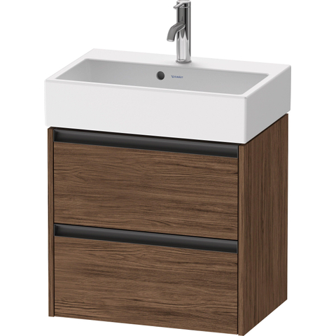 Duravit Ketho.2 Wastafelonderbouwkast - met 2 laden - 58.4x39x54.9cm - met grepen antracietdonker - mat noten (donker) (hout) SW772734