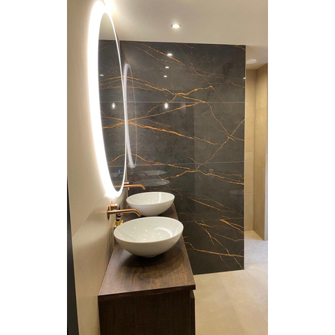 ÉCHANTILLON Terravito Dapuro carreau mural et de sol - 60x120cm - rectifié - aspect pierre naturelle - Laurent polished poli (anthracite) SW1130964
