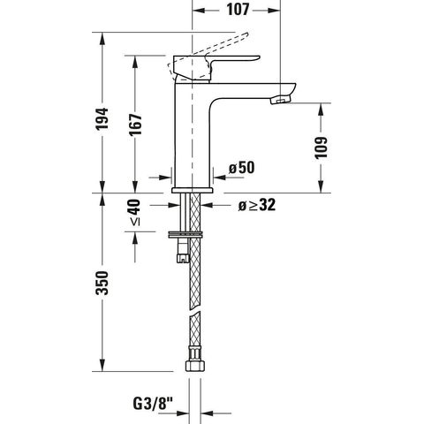 Duravit A.1 1 greeps wastafelmengkraan - 149x43x167mm - hoogglans chroom SW420699