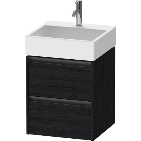 Duravit Ketho.2 Wastafelonderbouwkast - met 2 laden - 48.4x46x54.9cm - met grepen antraciet - eiken zwart mat SW771893