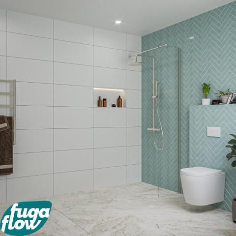 FugaFlow Eccelente Vetro inloopdouche badkamer - 40x200cm - helder glas - wandarm - geborsteld RVS SW1124852