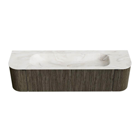 Mondiaz KURVE-DLUX Ensemble meuble de salle de bains - 170x46x40cm - 1 tiroir - 2 portes - vasque solid surface - centrale - 1 trou de robinet - Shadow SW1414477