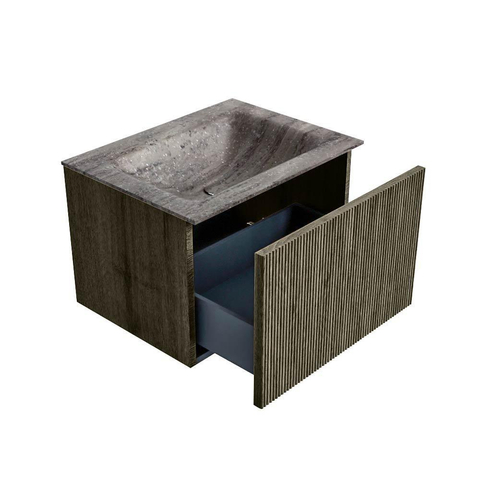 MONDIAZ KURVE-DLUX Meuble de salle de bains 60 cm couleur Shadow avec 1 tiroir et 0 porte. Lavabo CLOUD Central sans trou de robinet Oza. SW1432857
