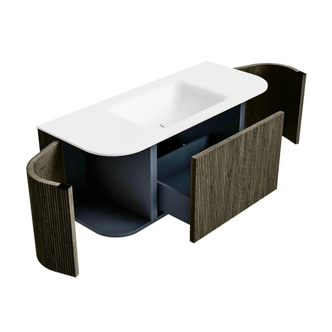 Mondiaz KURVE Ensemble meuble de salle de bains - 110x46x40cm - 1 tiroir - 2 portes - lavabo solid surface - central - 1 trou de robinet - Shadow SW1414219
