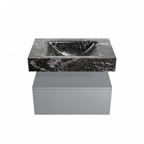 Mondiaz ALAN-DLUX Ensemble de meuble - 70cm - meuble Plata mat - 1 tiroir - Lavabo Cloud Lava suspendu - vasque Centre - 0 trous de robinet SW808423