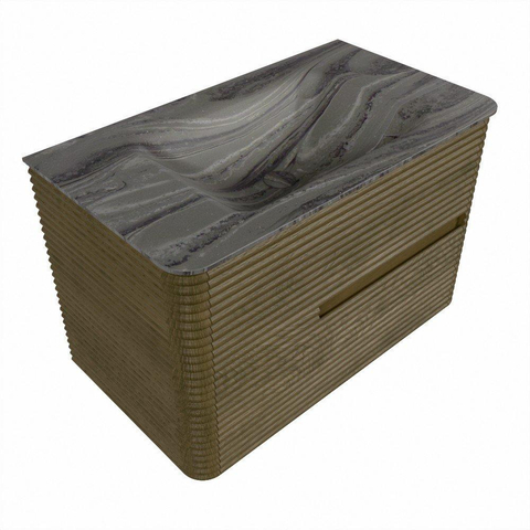 Mondiaz CIRO-DLUX Badkamermeubelset - 80x45x50cm - Solid surface wastafel Sombra - 1 wasbak Midden - zonder kraangaten - 2 lades - Dusk SW1533378