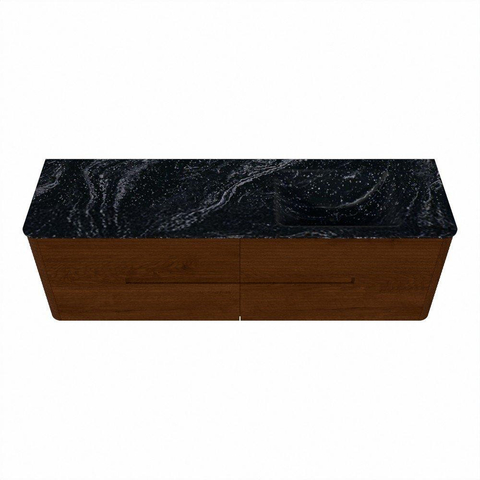 Mondiaz CIRO-DLUX Ensemble de meubles de salle de bains - 160x45x50cm - Vasque solid surface Lava - 1 lavabo à droite - 1 trou de robinet - 4 tiroirs - Ruby SW1531610
