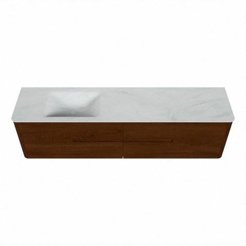 Mondiaz CIRO-DLUX Badkamermeubelset - 190x45x50cm - Solid surface wastafel Opalo - 1 wasbak Links - 1 kraangat - 4 lades - Ruby SW1531811