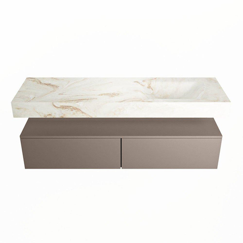MONDIAZ ALAN - DLUX Ensemble de meuble de salle de bains - 150cm - meuble bas - Smoke - 2 tiroirs - lavabo suspendu - vasque à droite - 0 trous de robinet - Frappe SW804985