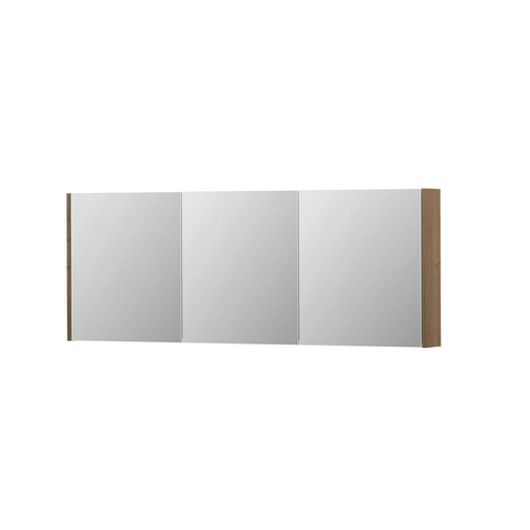 INK SPK1 Spiegelkast - 160x14x60cm - 3 deuren - dubbelzijdige Spiegel - schakelaar en stopcontact - MDF Fineer Ash grey SW439732