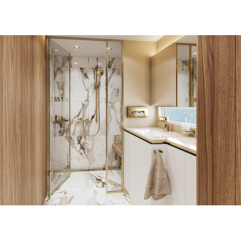 Hansgrohe Talis e Eengreeps wastafelmengkraan - 110 - coolstart - met PopUp - trekwaste - glans goud SW297651