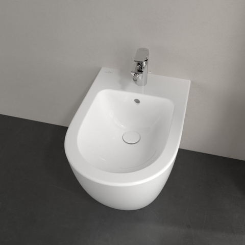 Villeroy & Boch Subway 2.0 staand bidet - 37x56cm - 3 kraangaten middelste open - met overloop - White Alpine (glans wit) 1025182