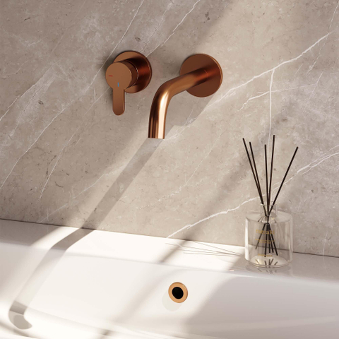 Brauer Copper Edition Mitigeur de lavabo encastré - bec courbé à droite - poignée plate étroite - modèle D2 PVD - cuivre brossé SW715605