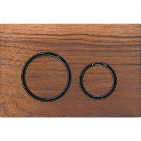 Geberit Sigma50 bedieningsplaat - 2-toets spoeling - rond - zwart chroom/Amerikaansnoten - dualflush - noten (hout) SW420860