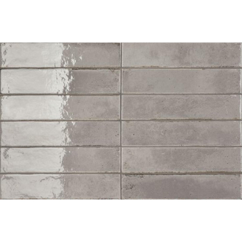 ÉCHANTILLON Ceralto Pavero Core Carrelage mural - 6X27cm - 7.7mm - Rectangle - Gris Brillant SW1220905