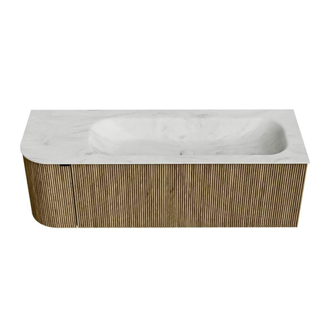 Mondiaz KURVE-DLUX Ensemble de meuble de salle de bains - 135x46x40cm - 1 tiroir - 1 porte - lavabo solid surface - droit - sans trou de robinet - Dusk SW1414922