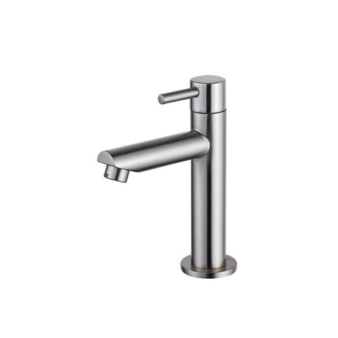QeramiQ Fuente Pack Lave-mains - 38x7x24cm - 1 trou de robinet - céramique - robinet Inox brossé - Blanc brillant SW1111475