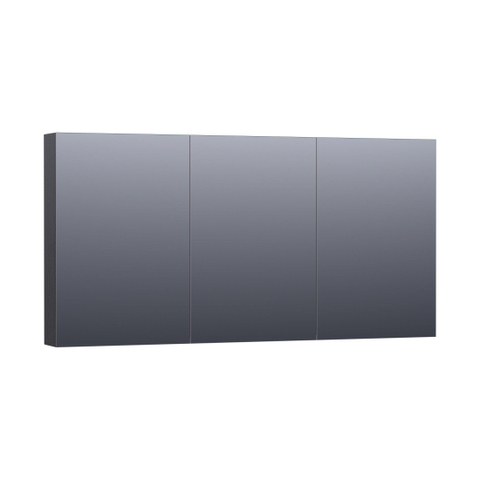 Saniclass Dual Armoire de toilette 140x70x15cm avec éclairage LED indirect 3 portes Black Wood SW242146