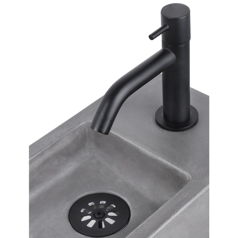 Differnz Ravo pack lave-mains – 38,5 x 18,5 x 25 cm – béton gris foncé – robinet courbé noir mat – avec cadre noir SW373229
